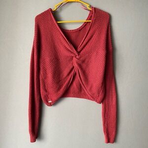 Hollister sz M red rust knit cotton cropped sweater‎